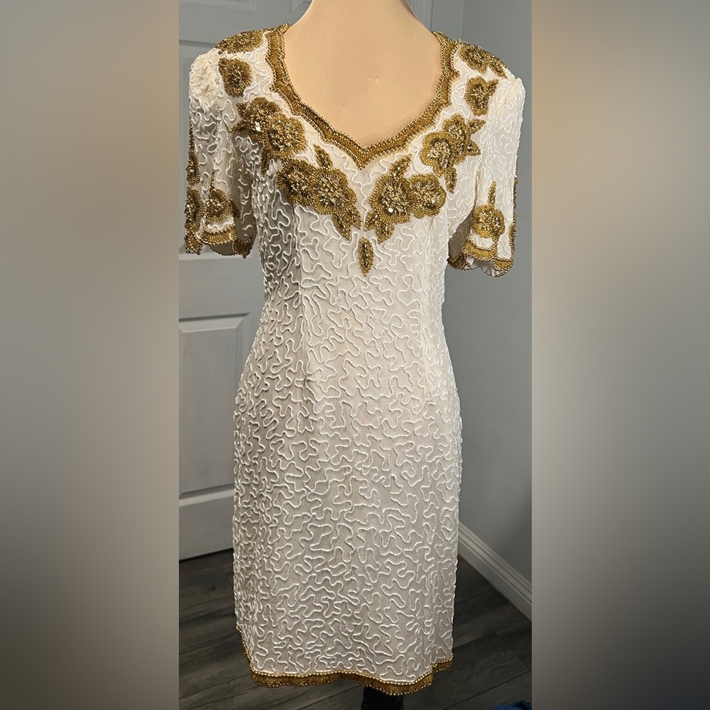 Vintage Silk Fully Beaded Laurence Kazar Dress